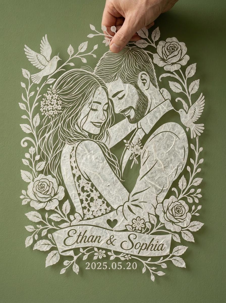 Custom Papercut Wall Decor from Photo, Personalized Family Portrait, Anniversary Gift, Mothers Day Gift, Custom Paper Art Home Decor