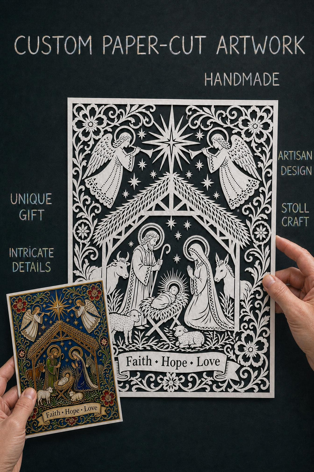 Christian Nativity Papercut Wall Art, Faith Hope Decor,  Christmas Gift, Holy Family Art, Spiritual Home Decor, Christian Wall Decor
