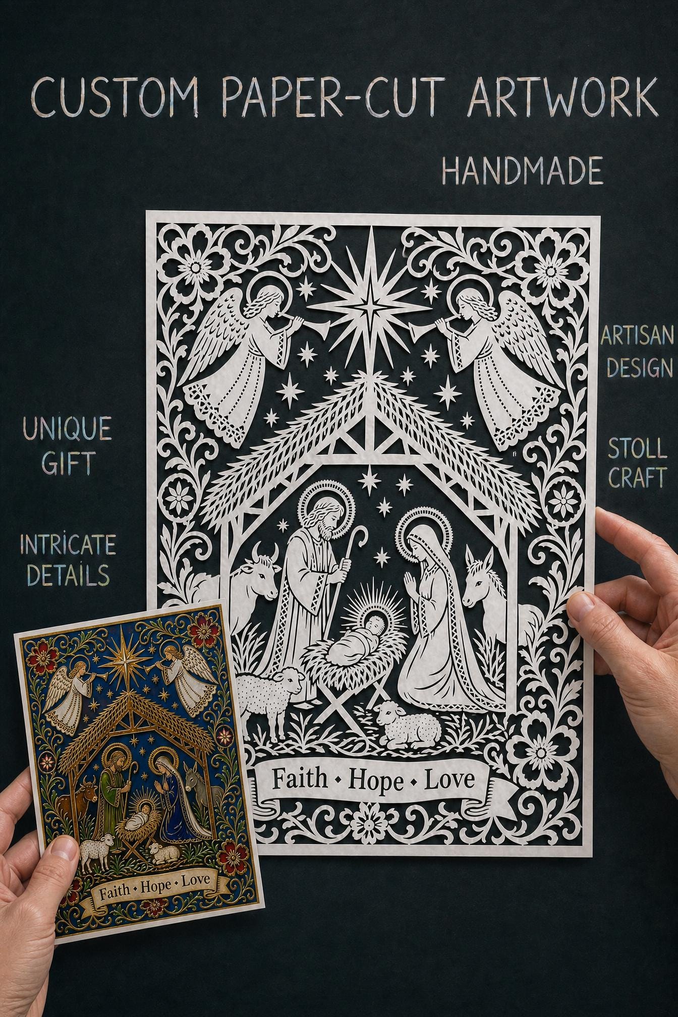 Christian Nativity Papercut Wall Art, Faith Hope Decor,  Christmas Gift, Holy Family Art, Spiritual Home Decor, Christian Wall Decor