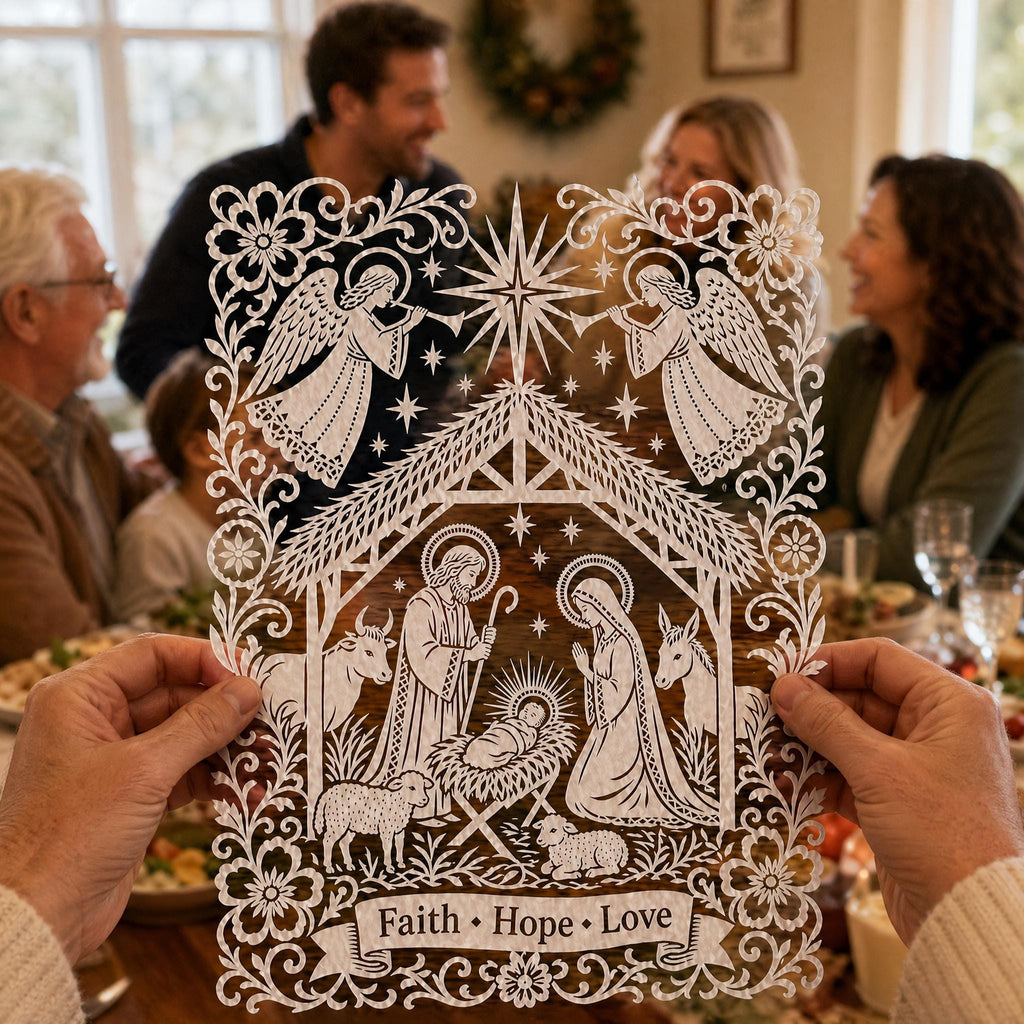 Christian Nativity Papercut Wall Art, Faith Hope Decor,  Christmas Gift, Holy Family Art, Spiritual Home Decor, Christian Wall Decor