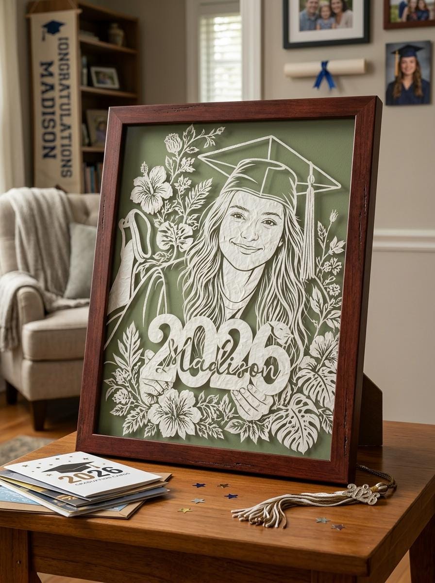 Custom Graduation Paper Cut Portrait from Photo, Class of 2026 Gift, Personalized Graduate Gift, Senior Gift, Graduation Keepsake Wall Art