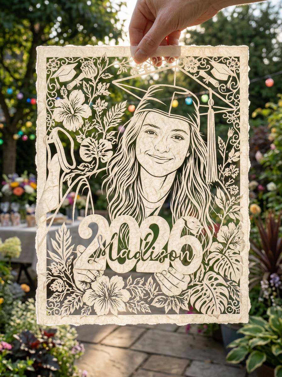 Custom Graduation Paper Cut Portrait from Photo, Class of 2026 Gift, Personalized Graduate Gift, Senior Gift, Graduation Keepsake Wall Art