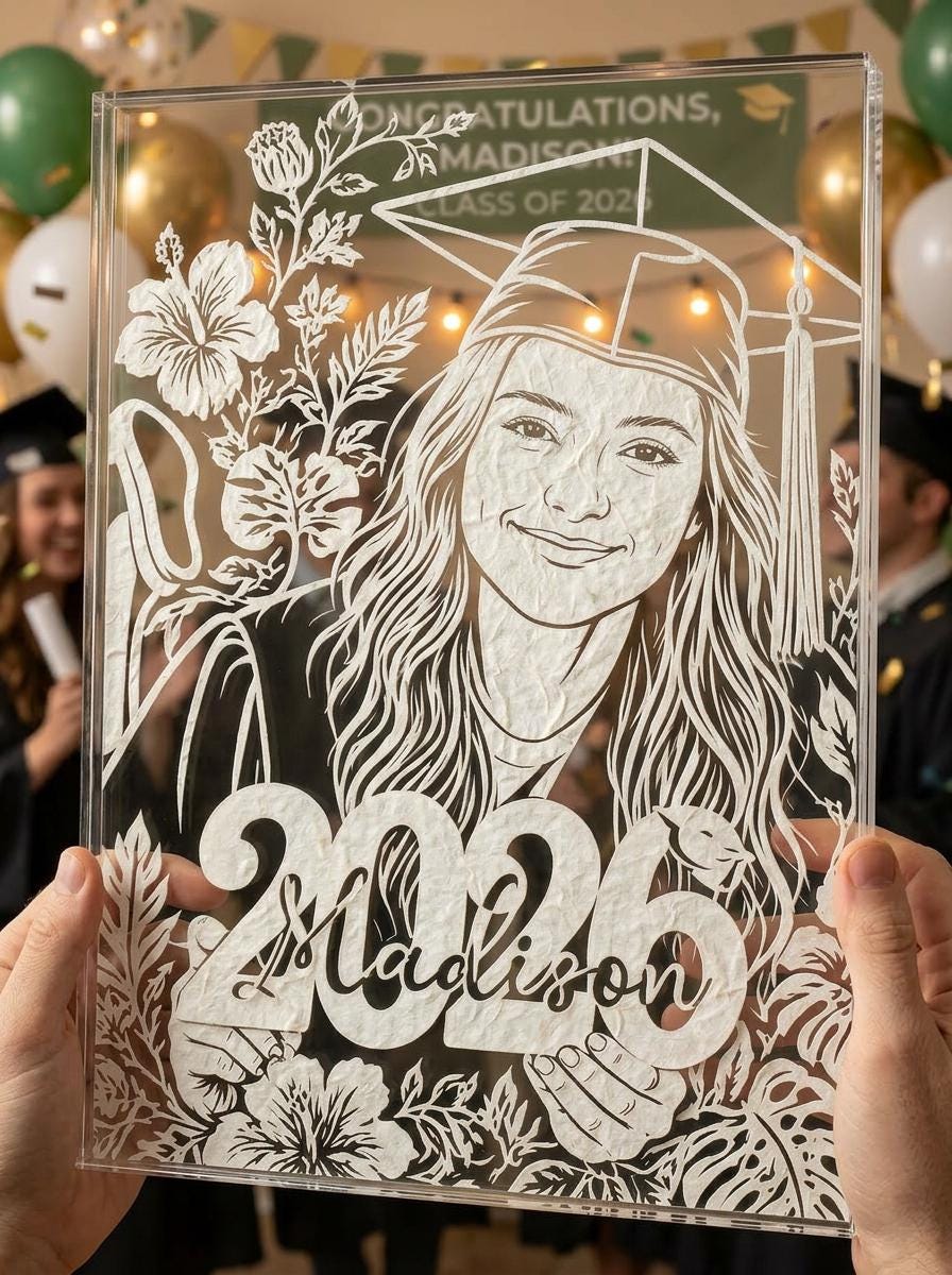 Custom Graduation Paper Cut Portrait from Photo, Class of 2026 Gift, Personalized Graduate Gift, Senior Gift, Graduation Keepsake Wall Art