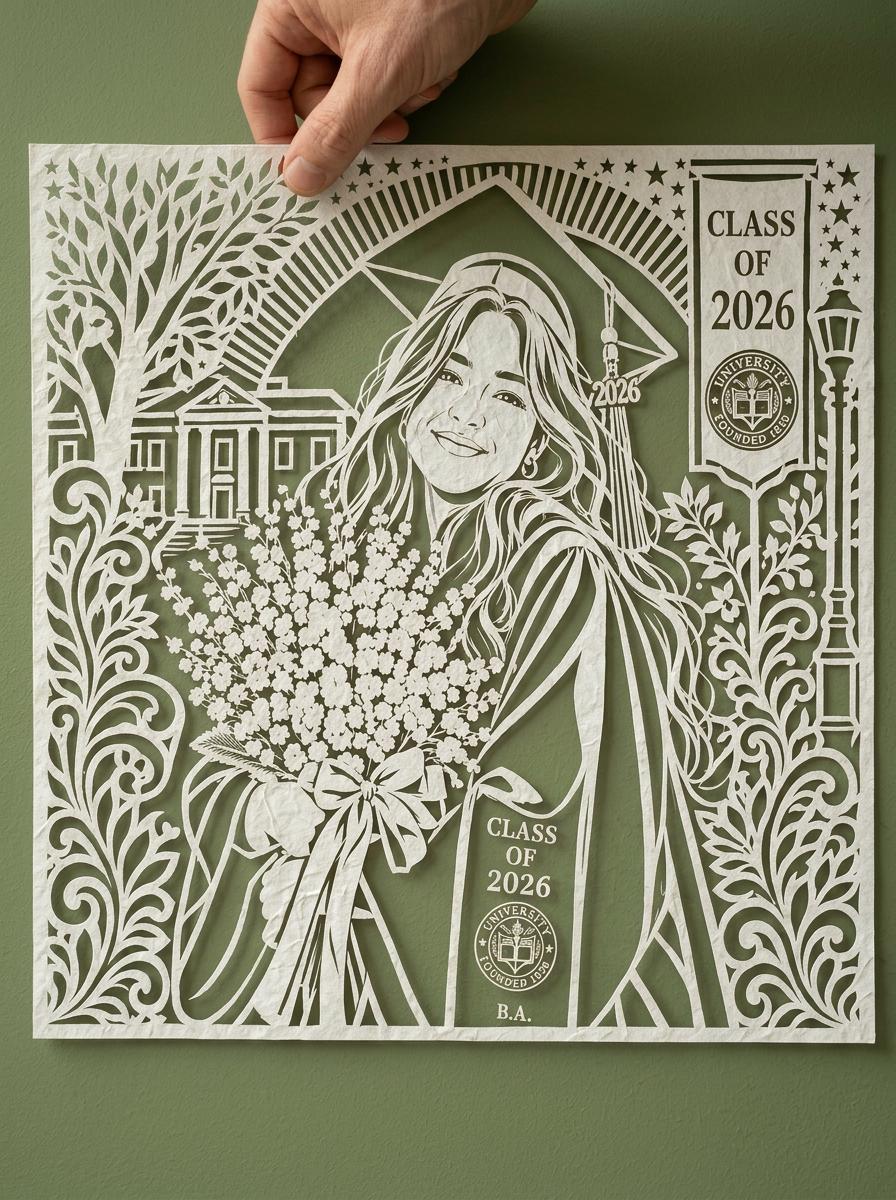 Personalized Graduate Gift ,Custom Graduation Paper Cut Portrait from Photo, Class of 2026 Gift, , Senior Gift, Graduation Keepsake Wall Art