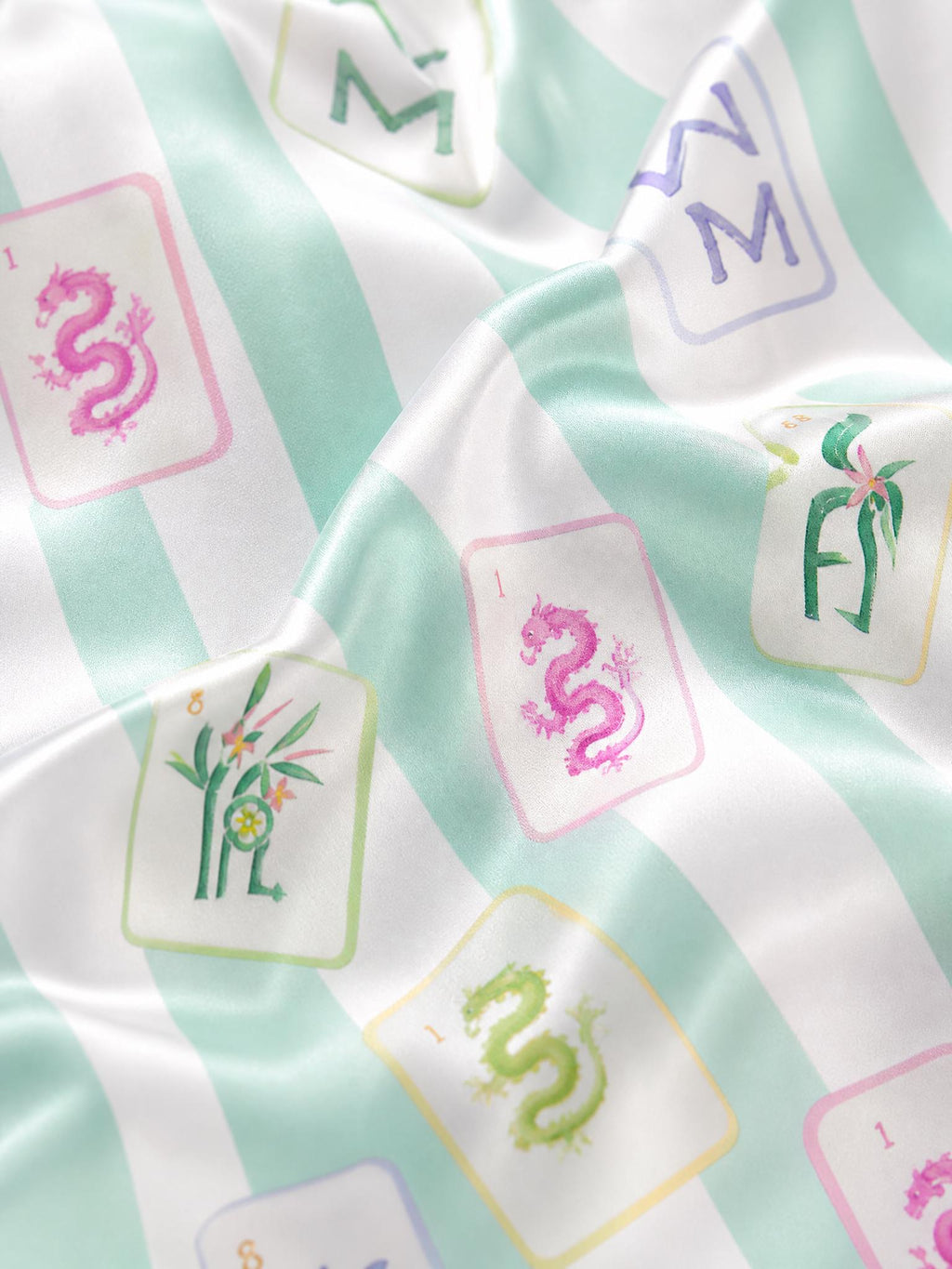 Satin Mahjong Pajama Set Women, Summer Sleepwear Shorts Set, Cute Striped Lounge Set, Mahjong Lover Gift, Girls Night Pajamas