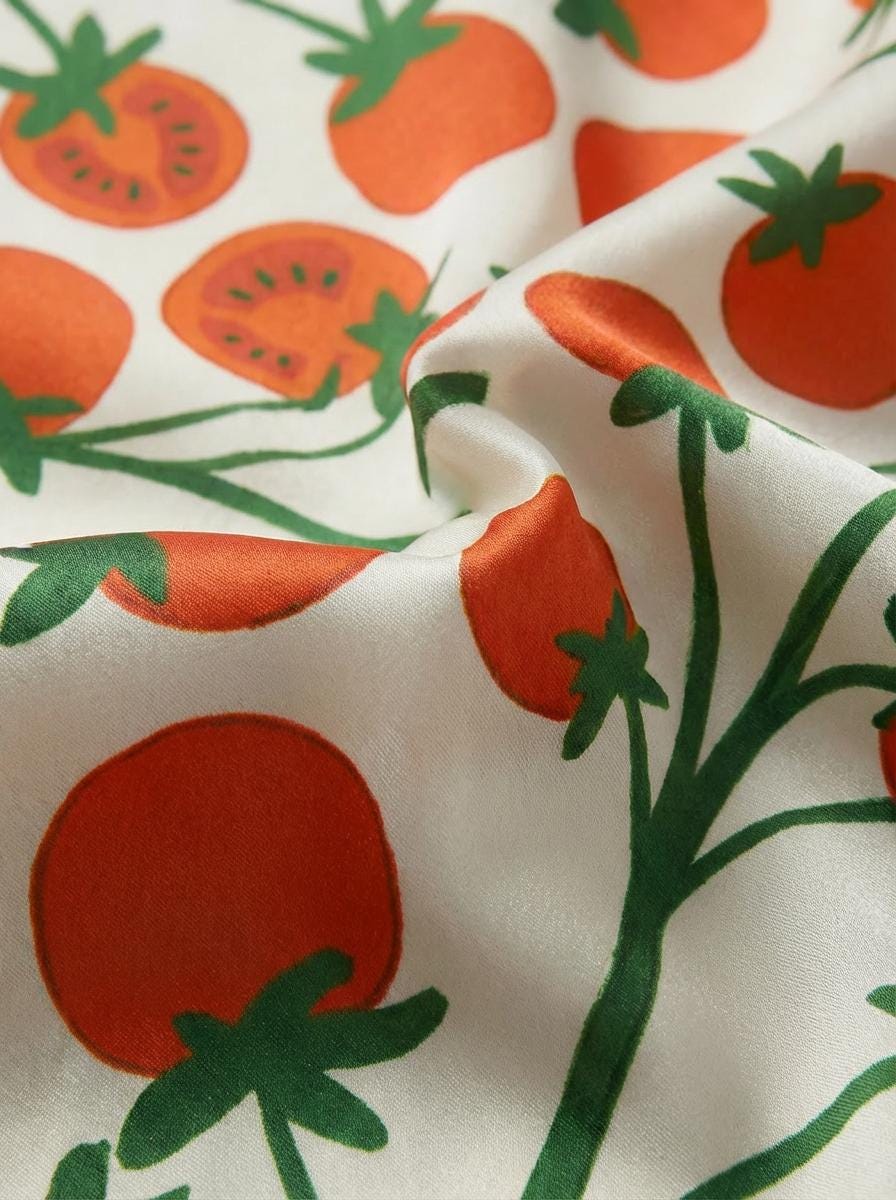 Women’s Short Sleeve Pajama Set – Tomato Print Sleepwear,  Spring/Summer Loungewear for Home