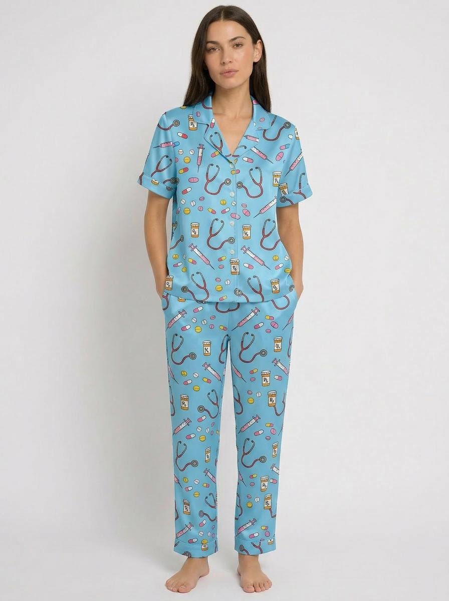 Custom Nurse Pajamas, RN Graduation Pajama Set for Women, Future Doctor Sleepwear, Nursing Student Gift, Healthcare Worker Lounge Set