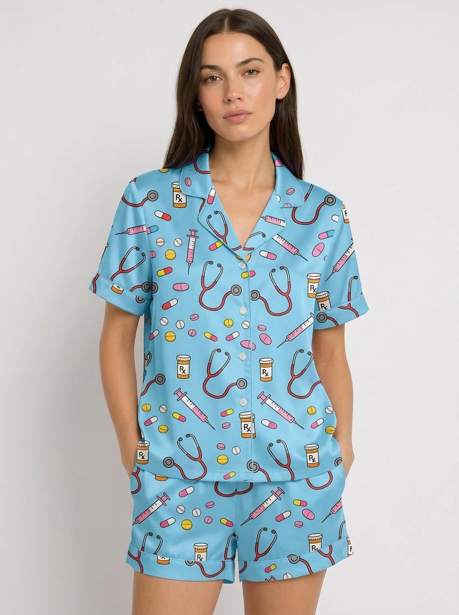Custom Nurse Pajamas, RN Graduation Pajama Set for Women, Future Doctor Sleepwear, Nursing Student Gift, Healthcare Worker Lounge Set