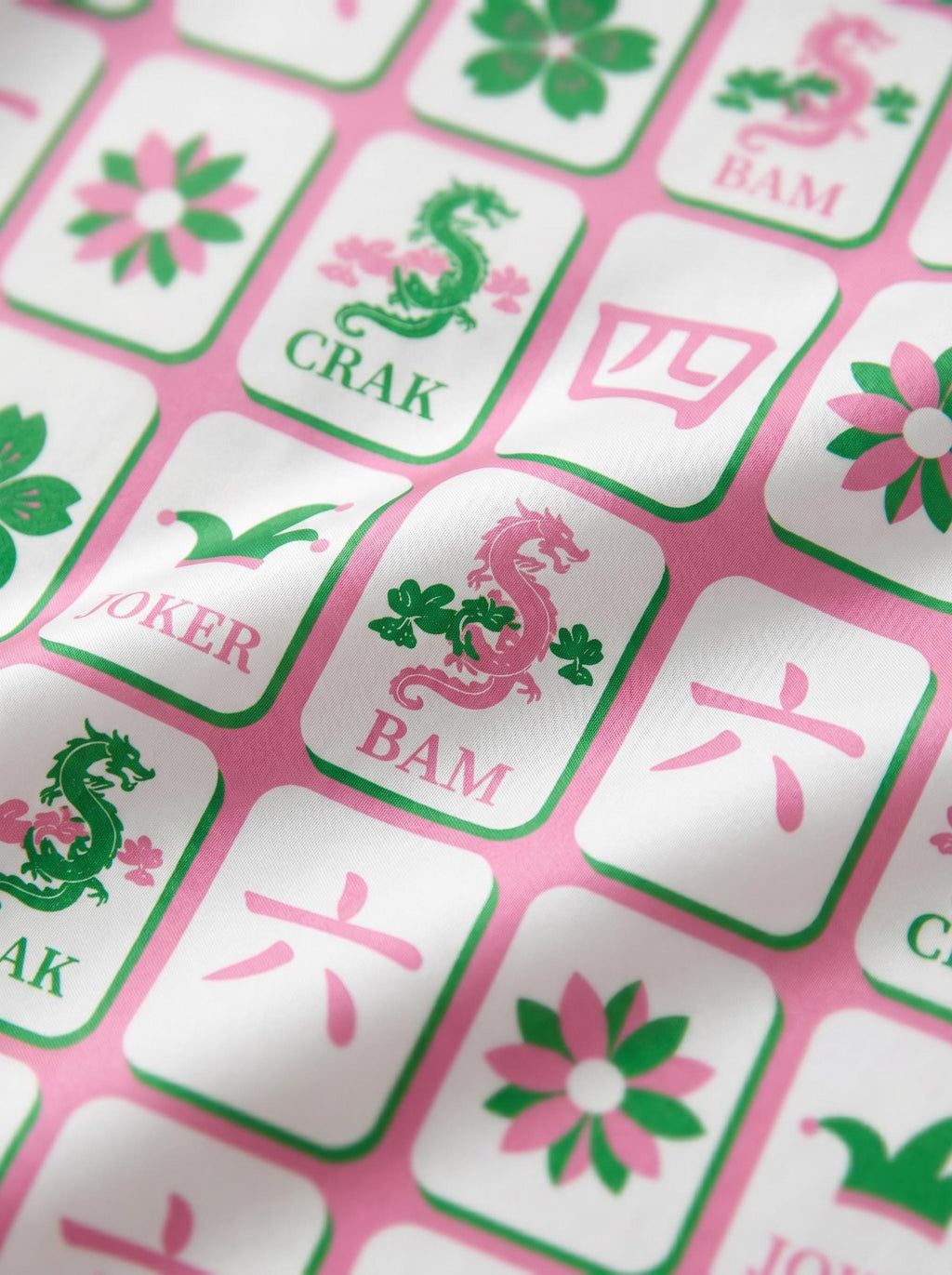 Mahjong Satin Pajama Set for Women, Summer Mahjong Print Sleepwear, American Mahjong Party Pajamas, Gift for Mahjong Lovers