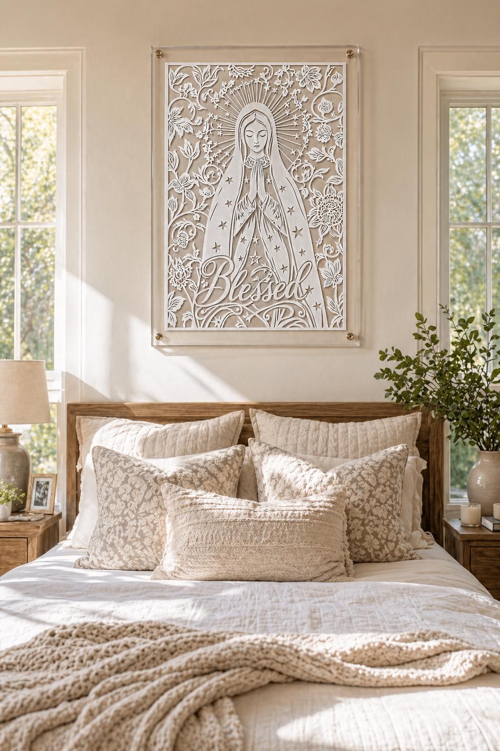 Blessed Virgin Mary Wall Art, Personalized  Papercut Faith Decor, Custom Religious Gift, Christian Home Blessing, Spiritual Wall Decor