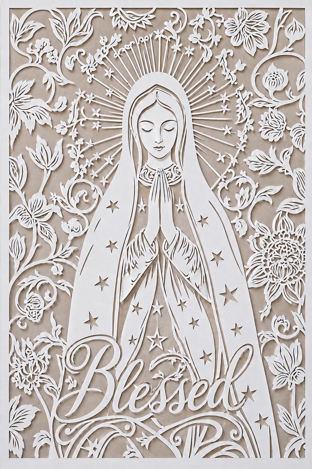 Blessed Virgin Mary Wall Art, Personalized  Papercut Faith Decor, Custom Religious Gift, Christian Home Blessing, Spiritual Wall Decor