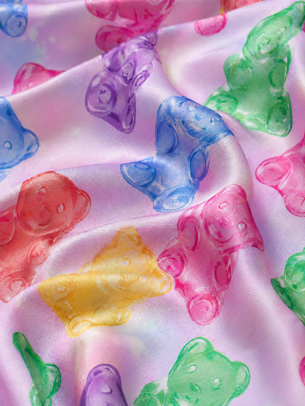 Gummy Bear Pajama Set Women, Dopamine Aesthetic Satin Pajamas, Cute Candy Bear Sleepwear, Kawaii Lounge Set, Custom Summer Pajamas