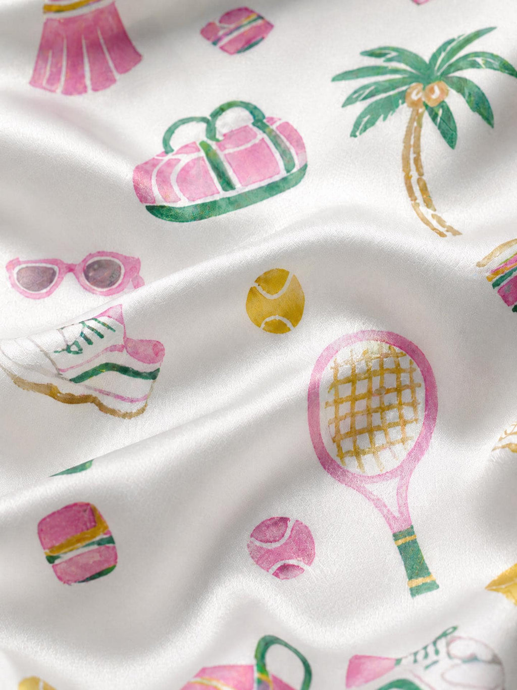 Tennis Pajama Set Women, Vacation Pajamas, Preppy Sleepwear, Resort Lounge Set, Tennis Lover Gift, Summer Satin Pajamas, Country Club Outfit