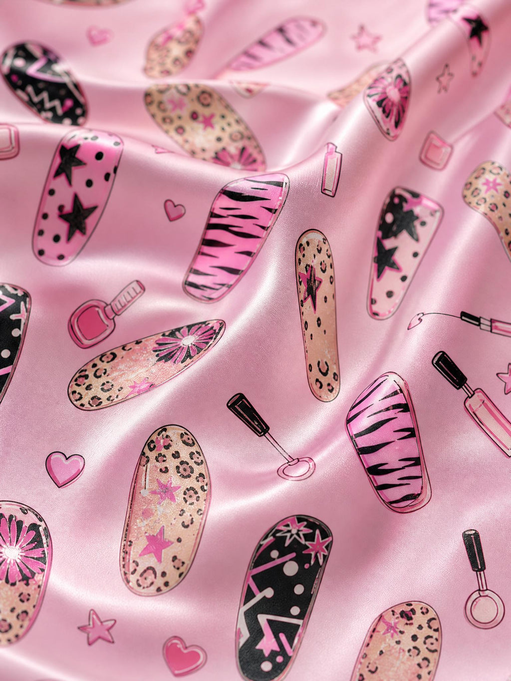 Nail Art Pajama Set for Women, Pink Cute Aesthetic Pajamas, Nail Tech Gift, Y2K Girly Sleepwear, Beauty Lover Loungewear,Nail Lover Gift