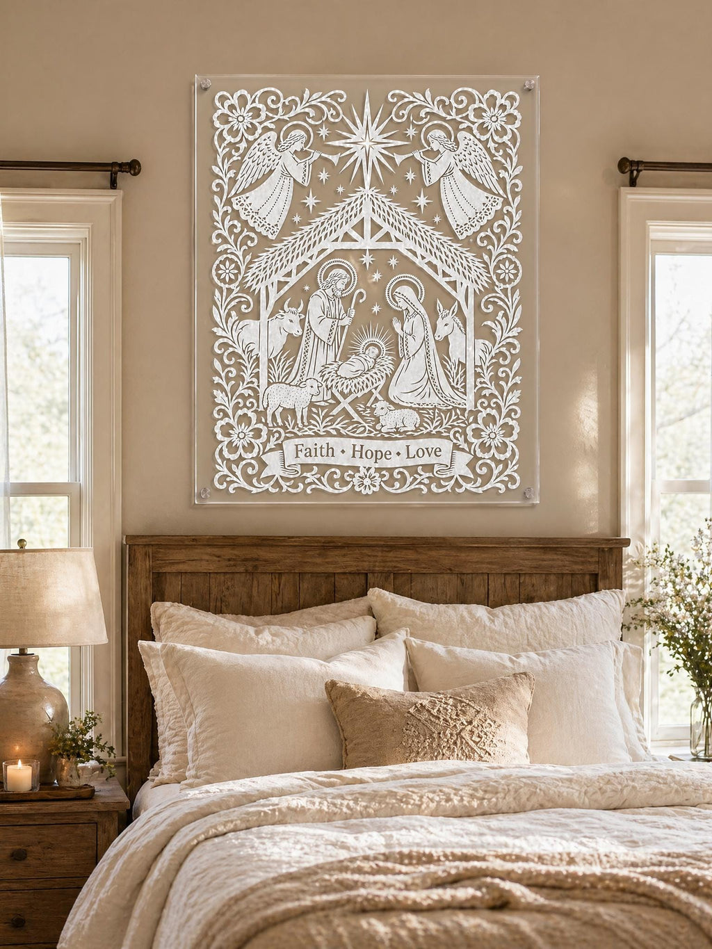 Christian Nativity Papercut Wall Art, Faith Hope Decor,  Christmas Gift, Holy Family Art, Spiritual Home Decor, Christian Wall Decor