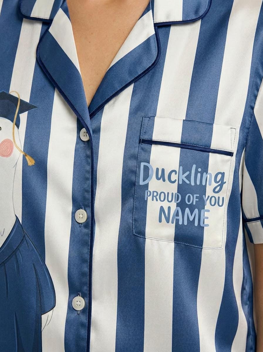 Custom Graduation Pajama Set, Class of 2026 Gift for Her, Personalized Duck Pajamas, College Graduation Gift, Future Doctor Sleepwear