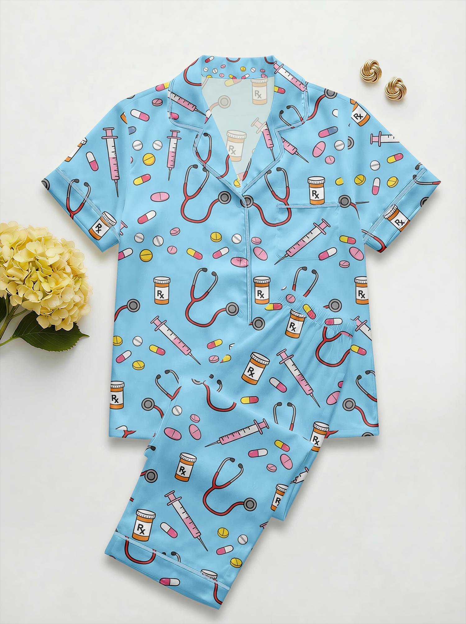 Custom Nurse Pajamas, RN Graduation Pajama Set for Women, Future Doctor Sleepwear, Nursing Student Gift, Healthcare Worker Lounge Set