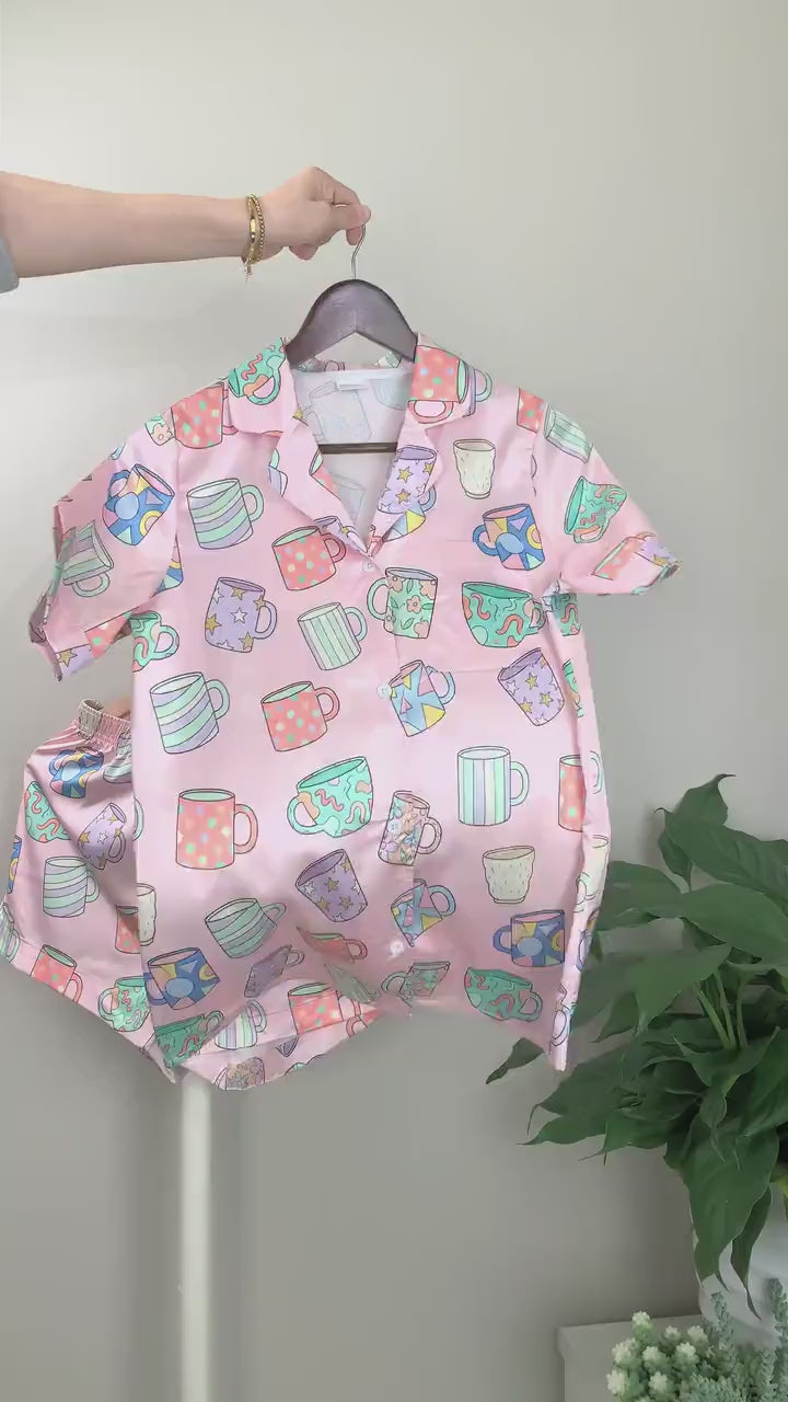 Women's Short  Pajama Set | Playful Print Loungewear|Gift for Her|Pajama Pants